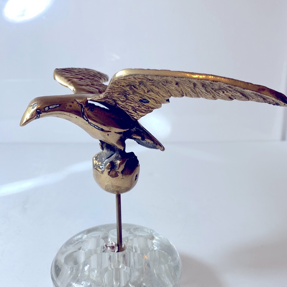 Vintage Solid Brass Eagle Flagpole Weathervane Top Decoration Patriotic Bird